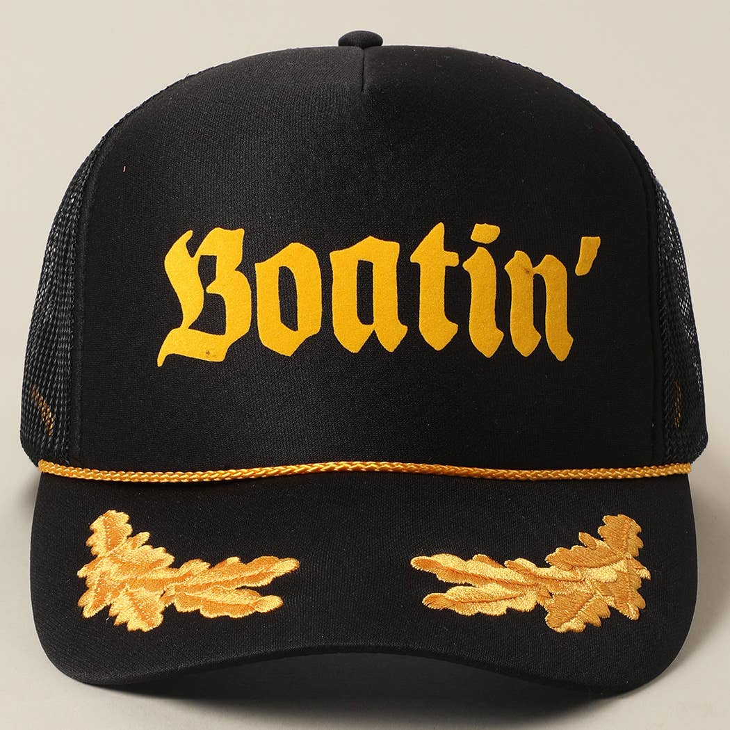 BOATIN Lettering Logo Foam Mesh Back Trucker Hat