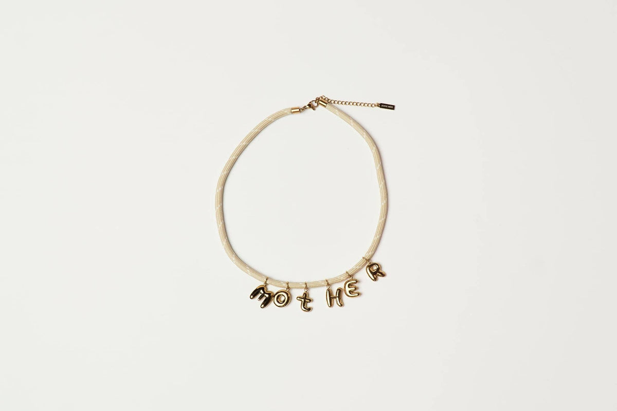 Mother Bubble Cord Necklace - Cream/Gold