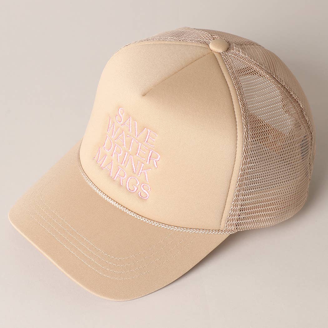 Save Water Drink Margs Embroidered Trucker Cap