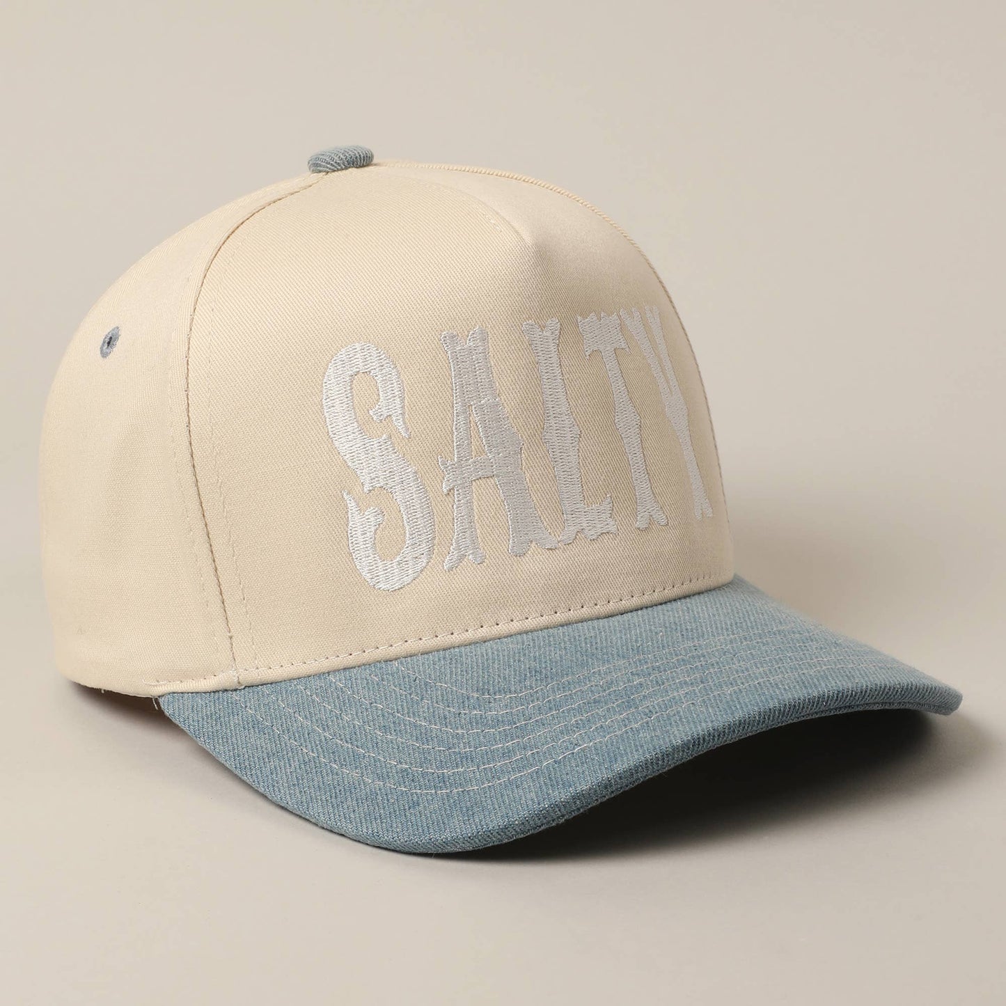 SALTY Lettering Embroidery Two-Tone Trucker Hat