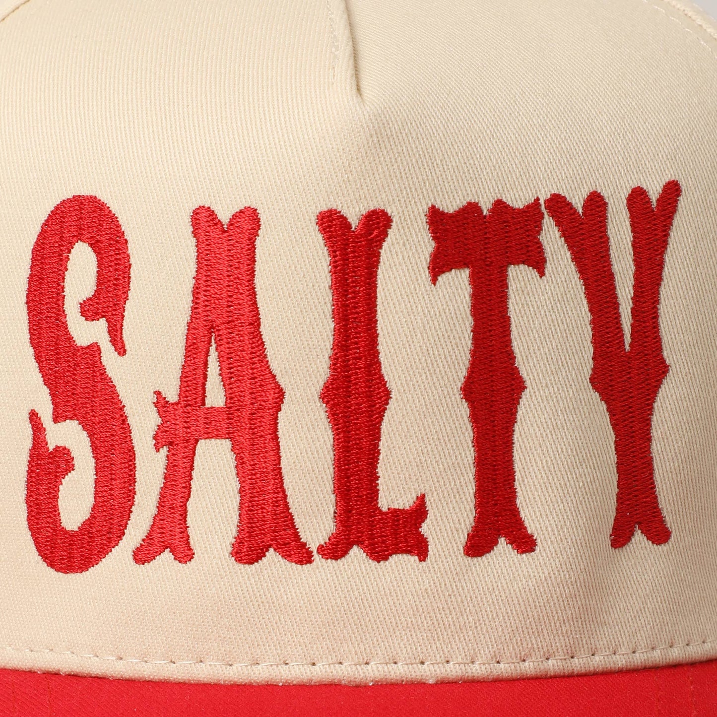SALTY Lettering Embroidery Two-Tone Trucker Hat