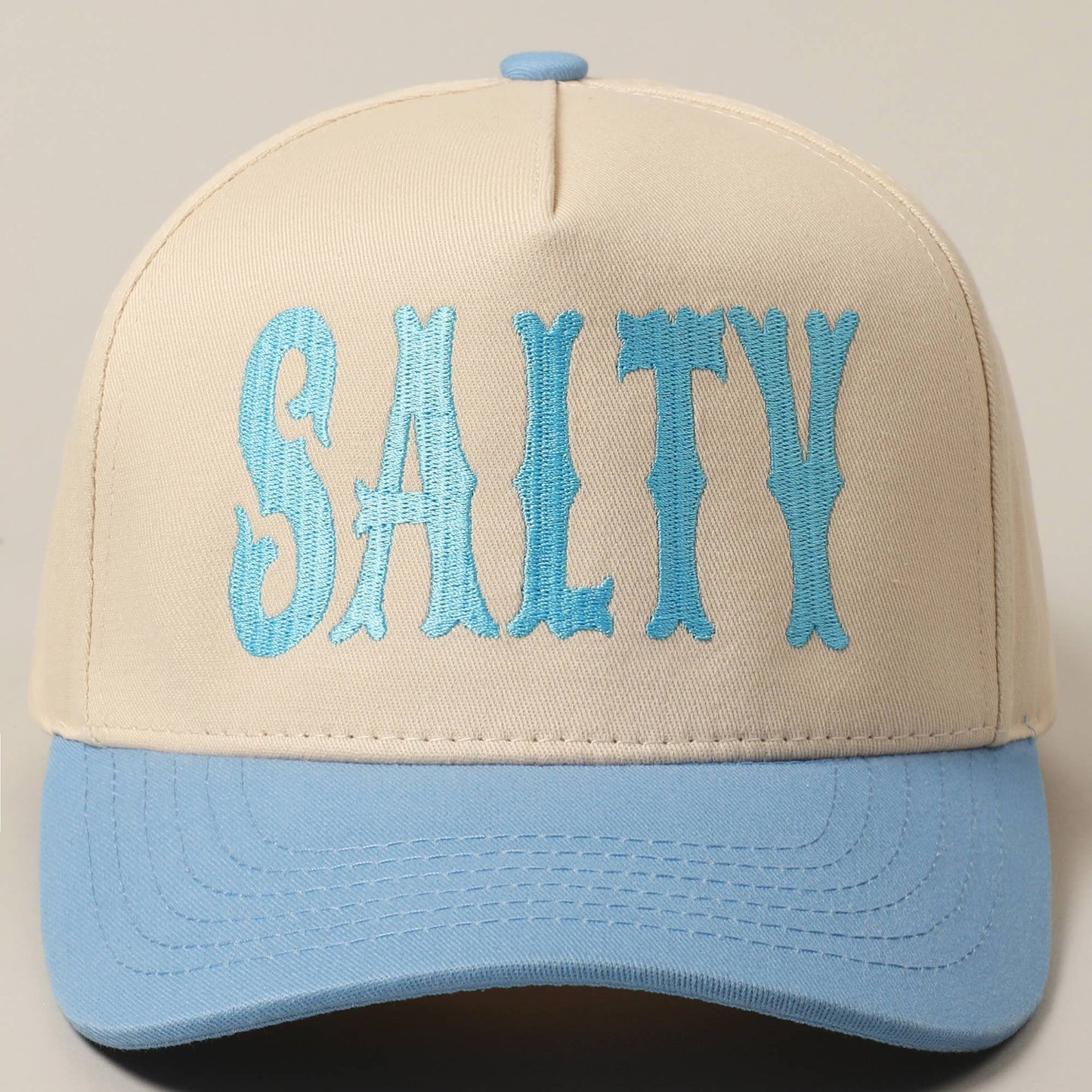 SALTY Lettering Embroidery Two-Tone Trucker Hat
