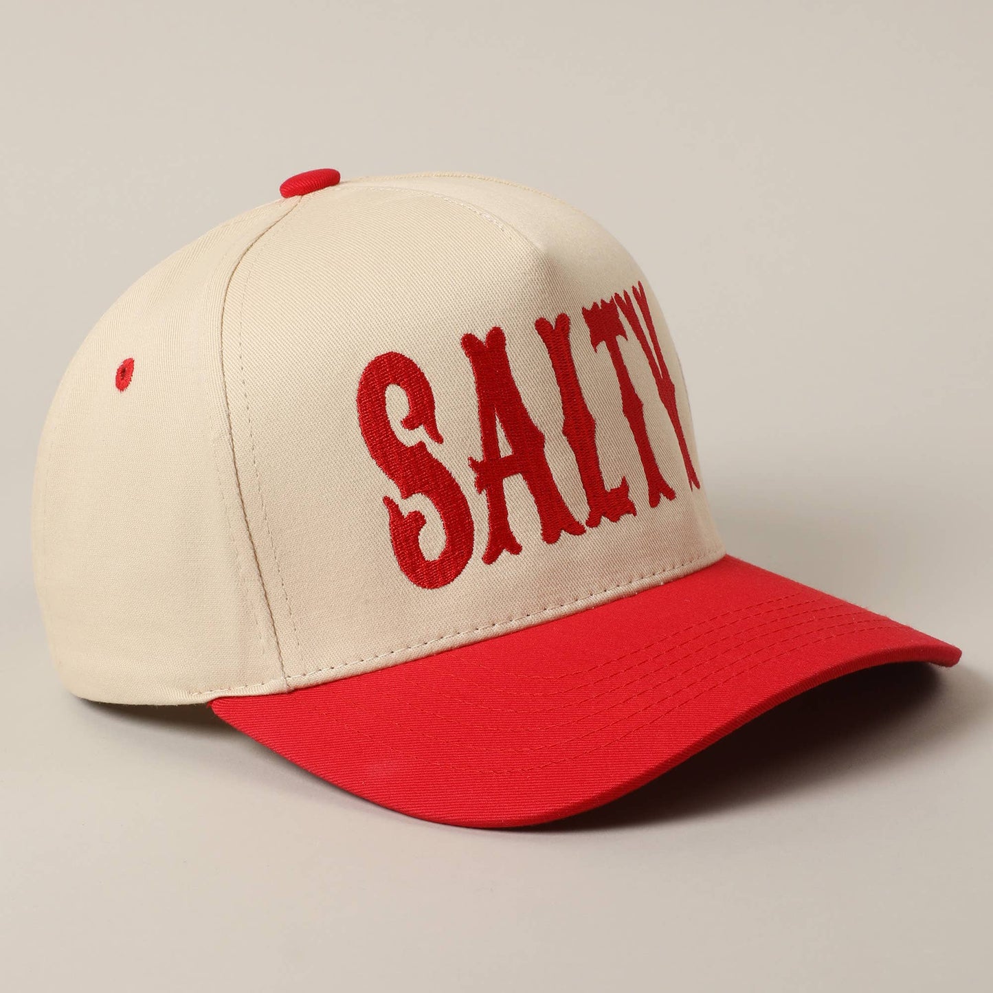 SALTY Lettering Embroidery Two-Tone Trucker Hat
