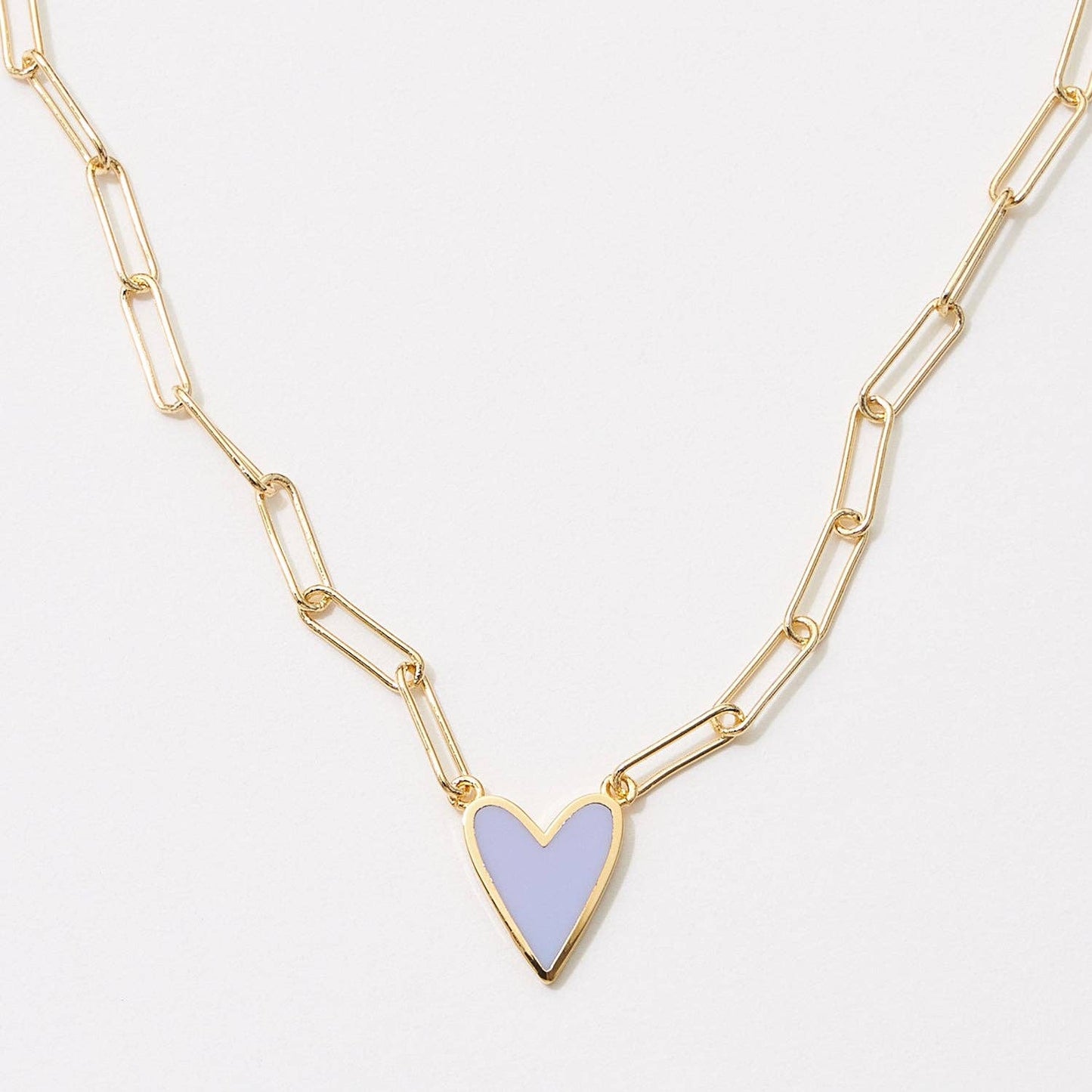 Paper Clip Heart Enamel Chain Necklace