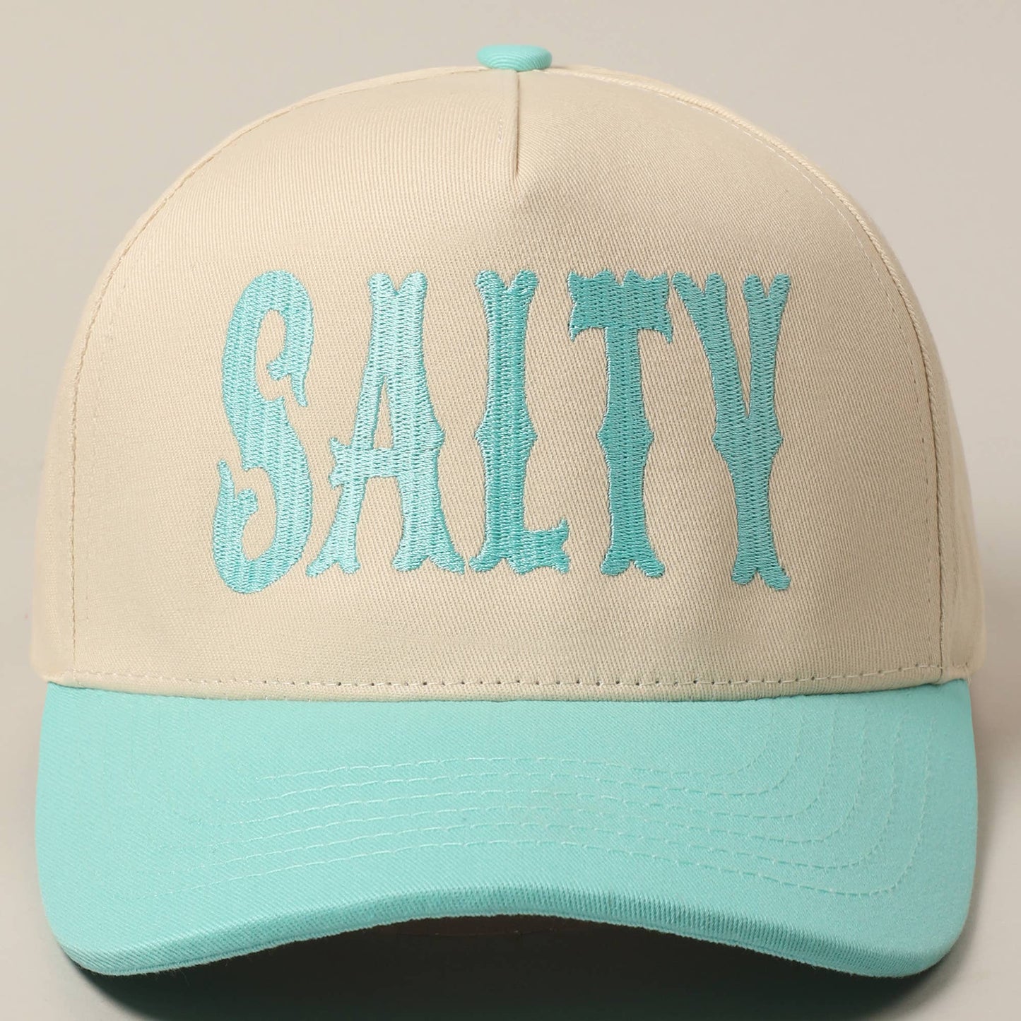 SALTY Lettering Embroidery Two-Tone Trucker Hat