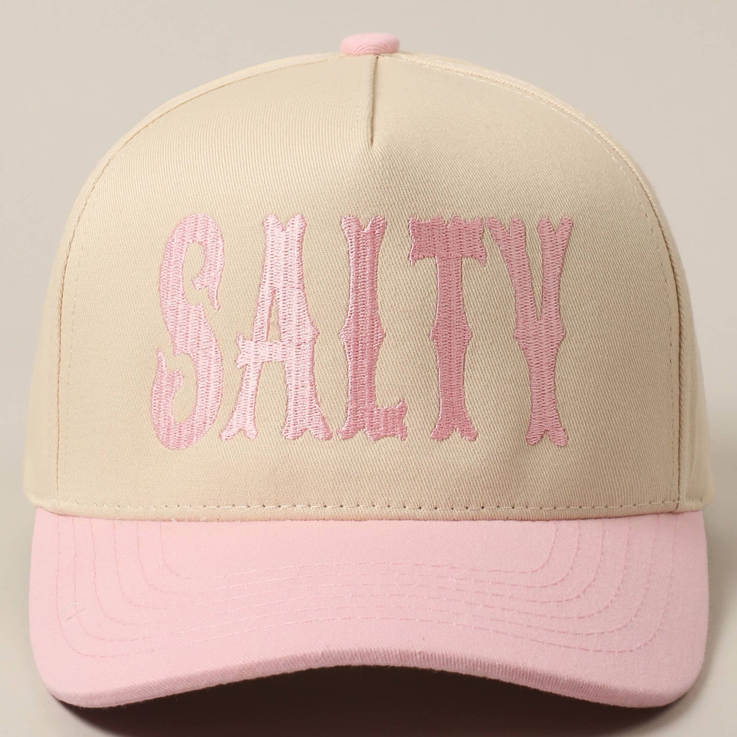 SALTY Lettering Embroidery Two-Tone Trucker Hat