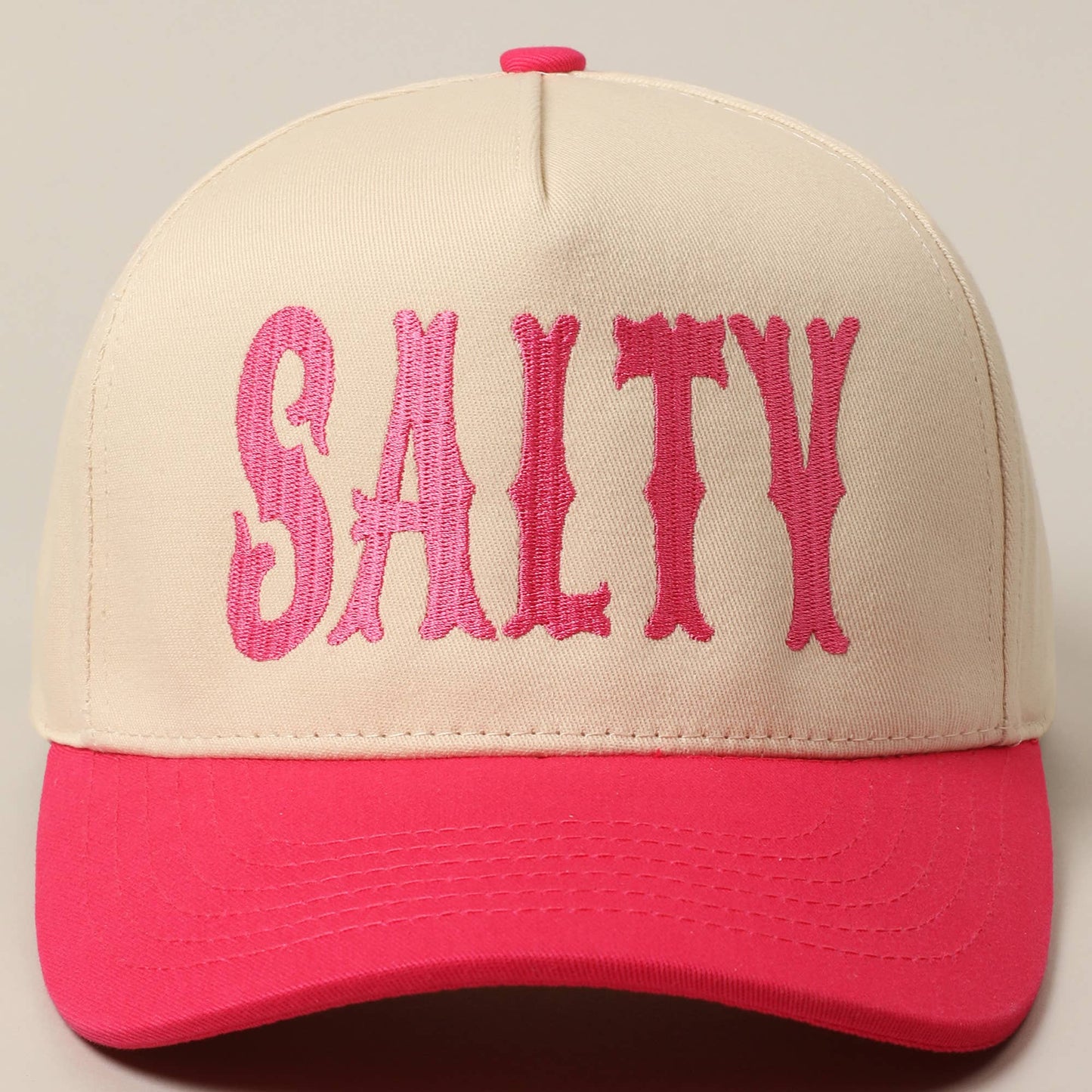 SALTY Lettering Embroidery Two-Tone Trucker Hat