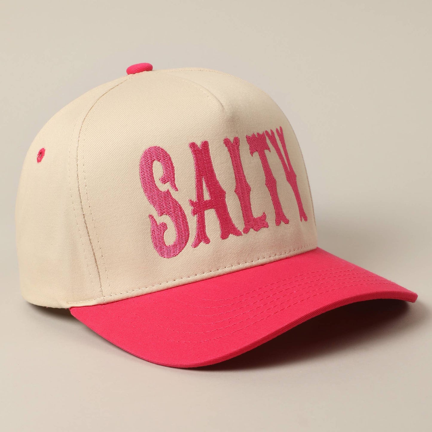 SALTY Lettering Embroidery Two-Tone Trucker Hat