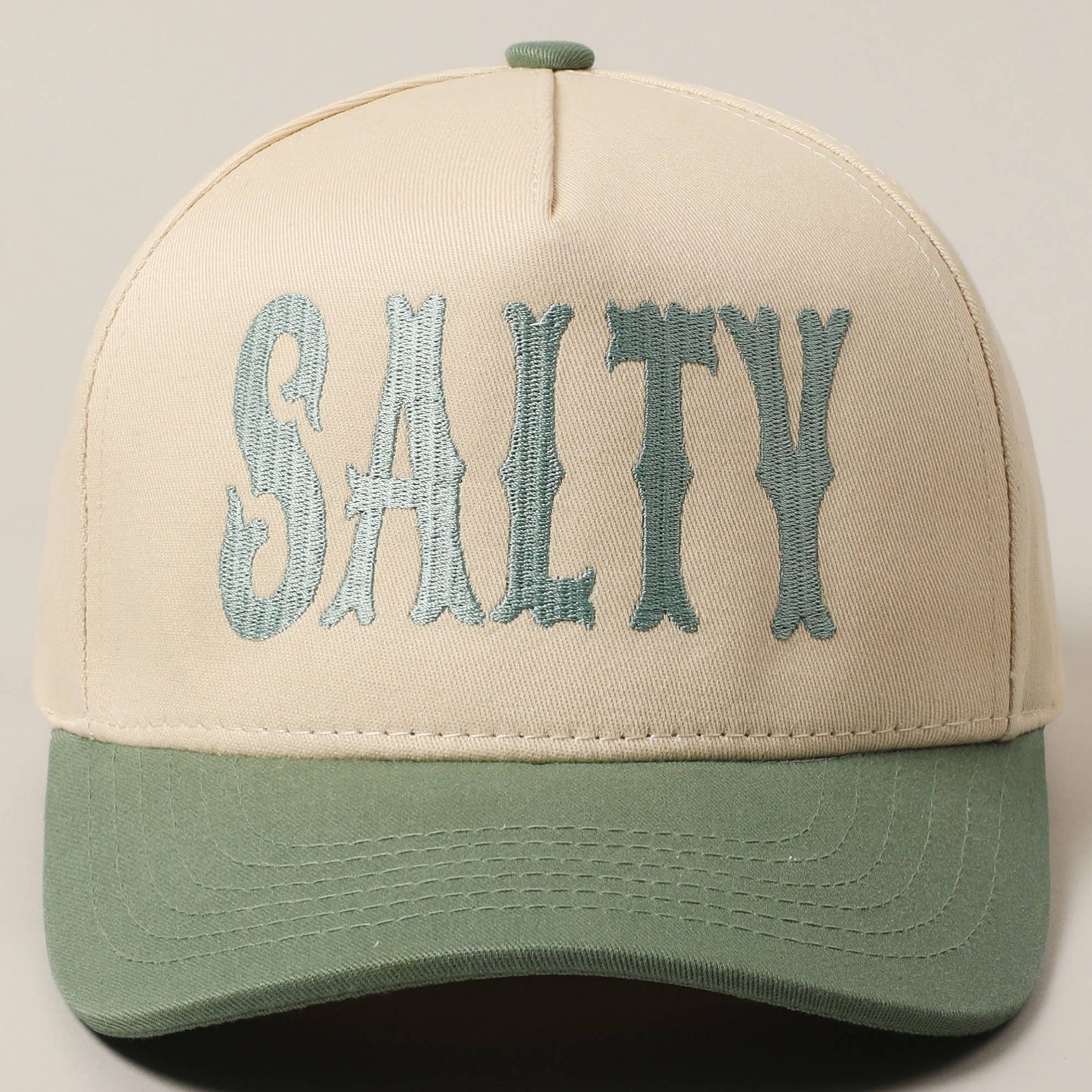 SALTY Lettering Embroidery Two-Tone Trucker Hat