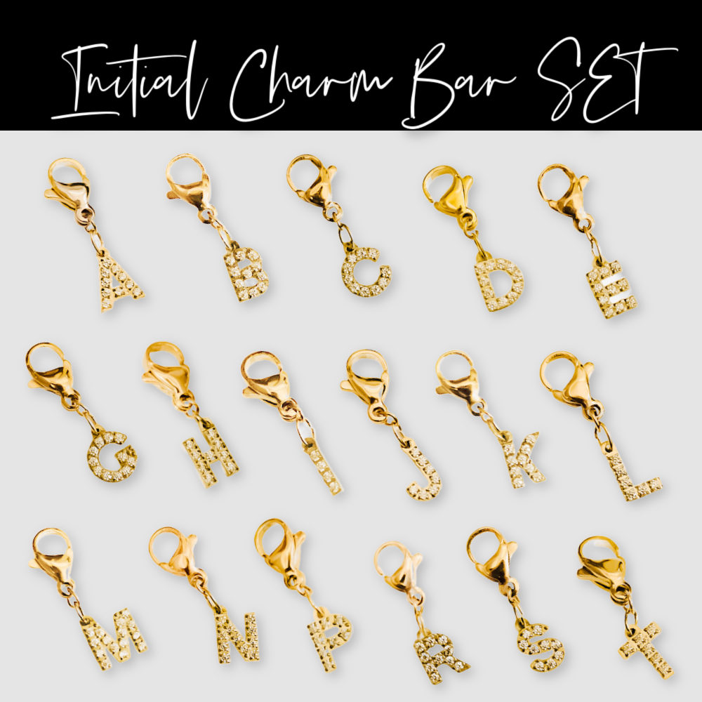 Initial Charm Bar Chanelle Charms - WATERPROOF