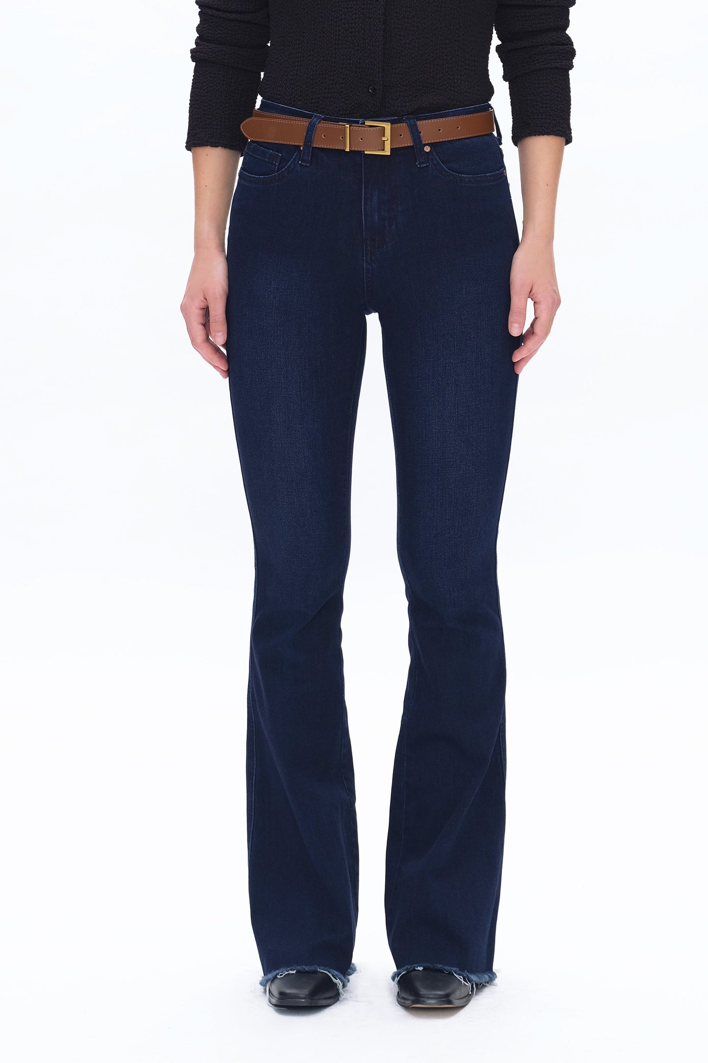 Mid Rise Deep Water Flare Jeans