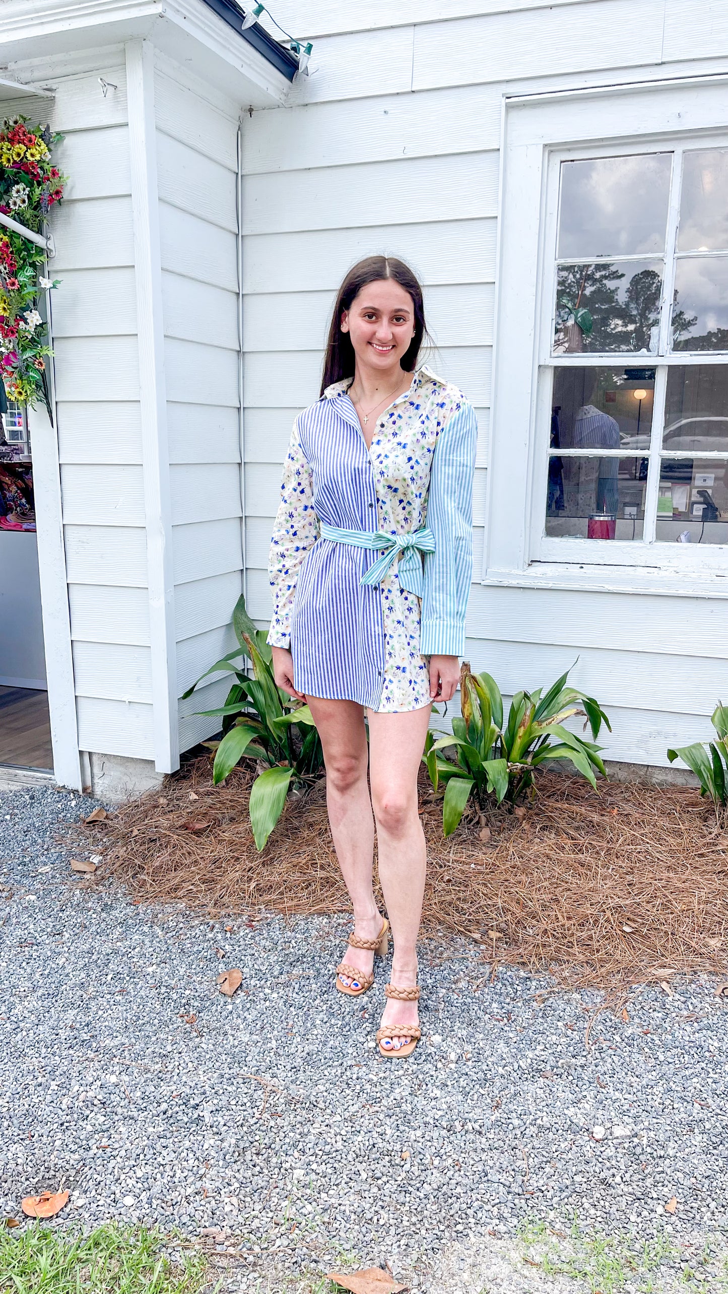 Collared Mix & Match Shirt Dress