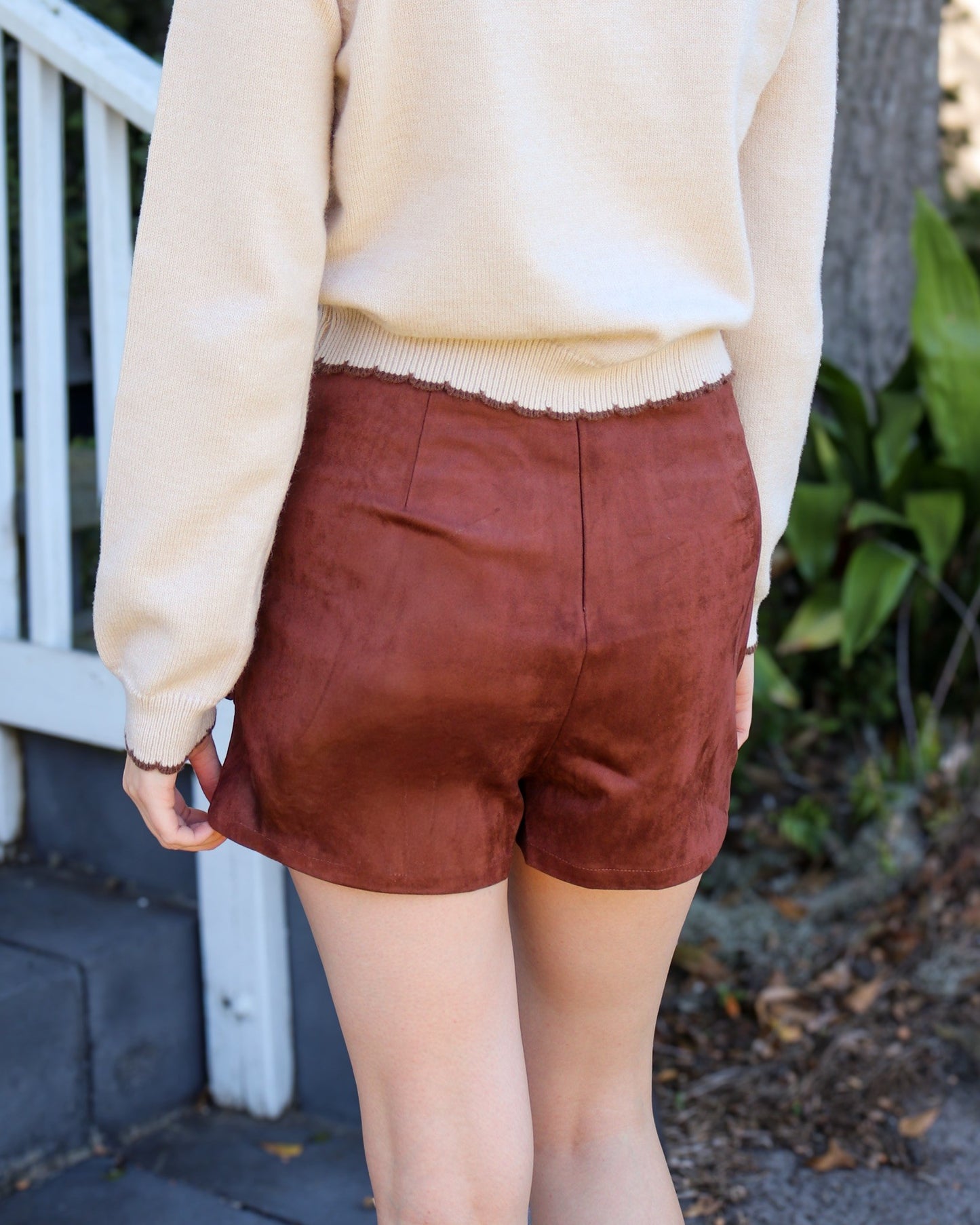 Brown Faux Suede Skort