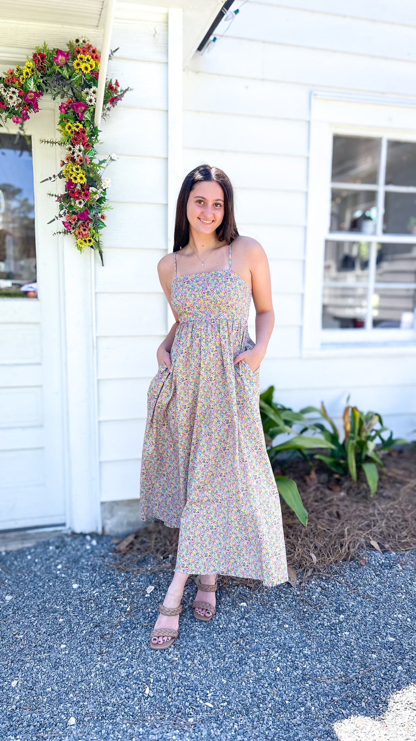 Mykonos Meadow Spaghetti Strap Maxi Dress