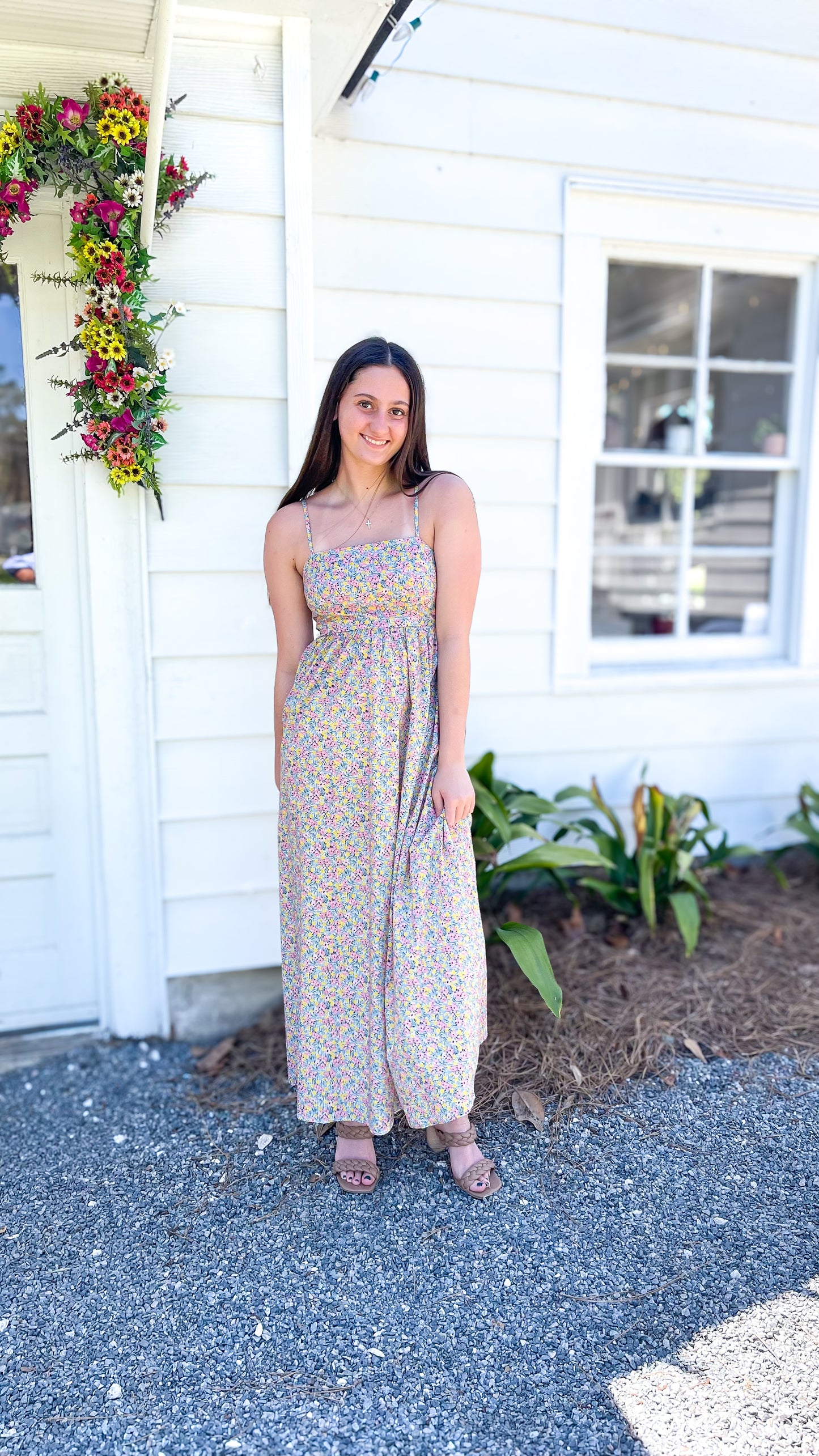 Mykonos Meadow Spaghetti Strap Maxi Dress