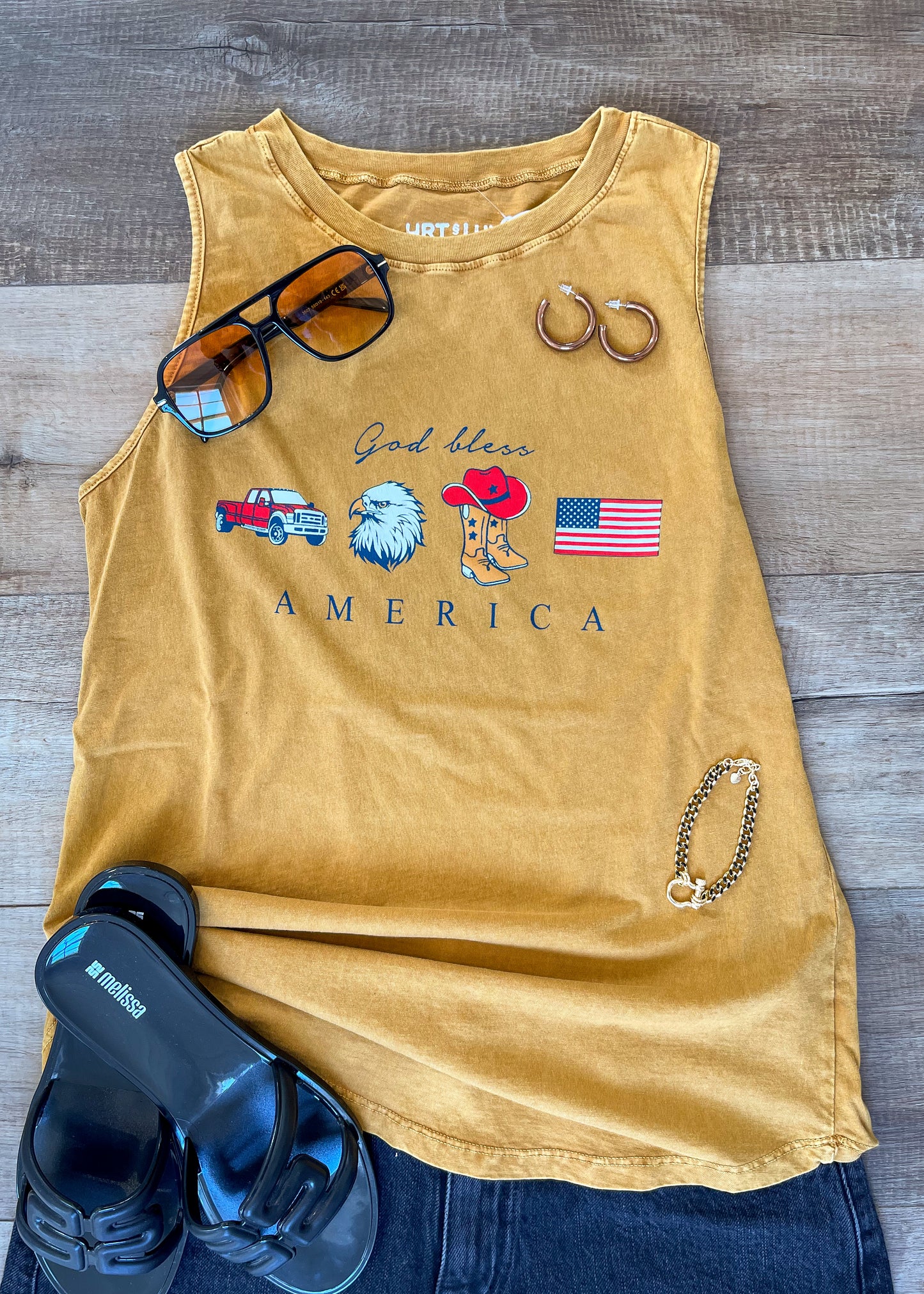 God Bless America Mineral Graphic Tank Top