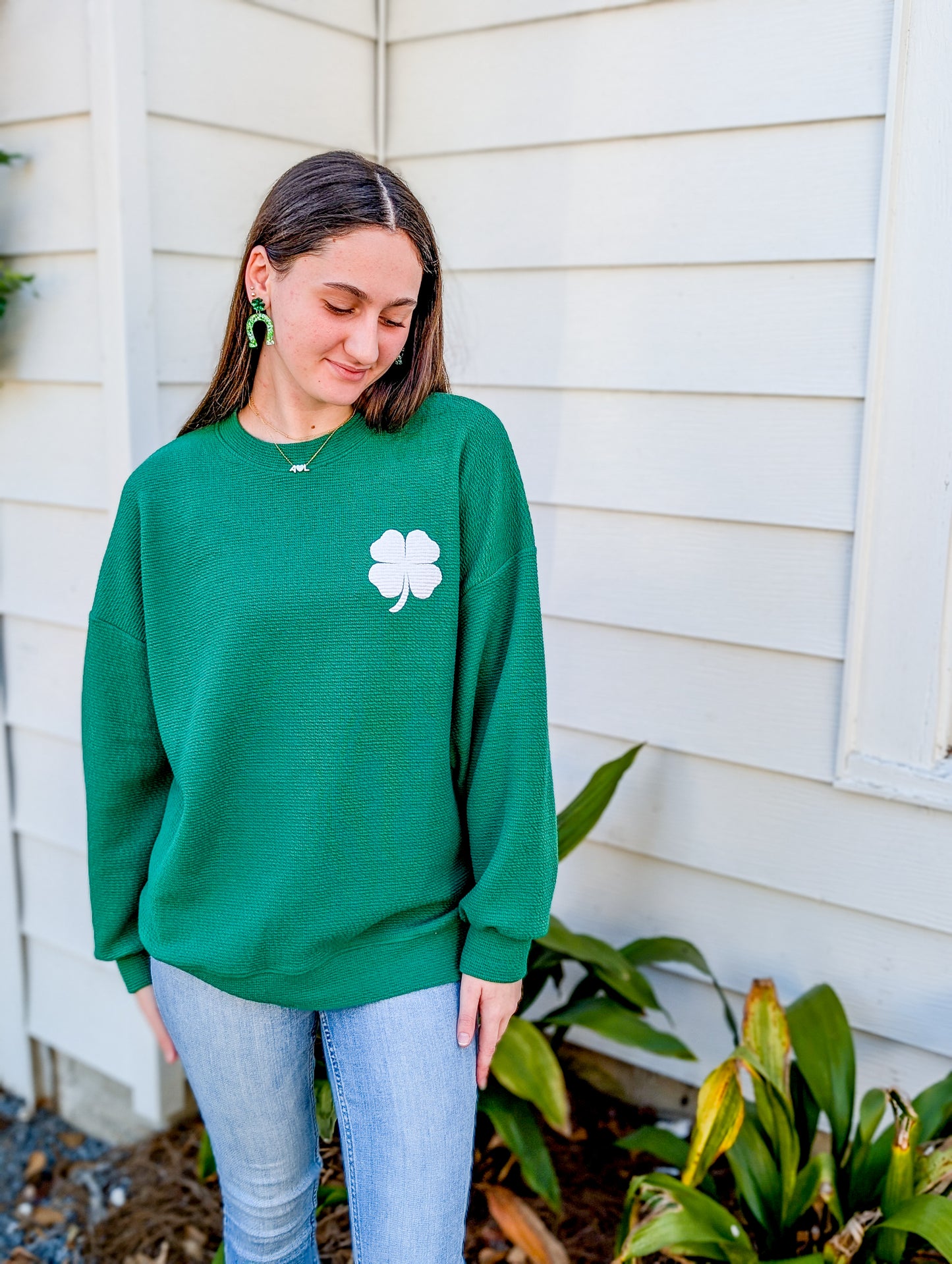 Four Leaf Clover Puff Print Sweatshirt