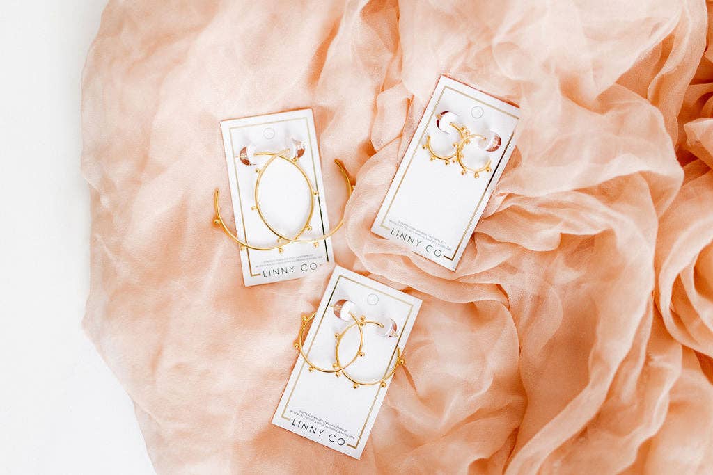 Medium Gold Hoops With Dots