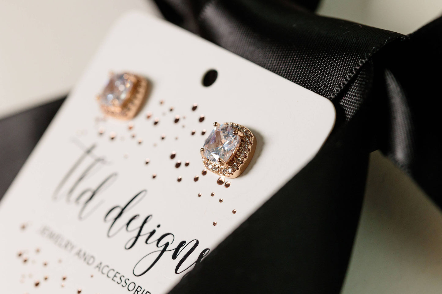 Rhinestoned Rose Gold Studs
