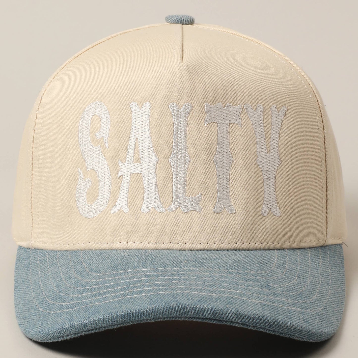 SALTY Lettering Embroidery Two-Tone Trucker Hat