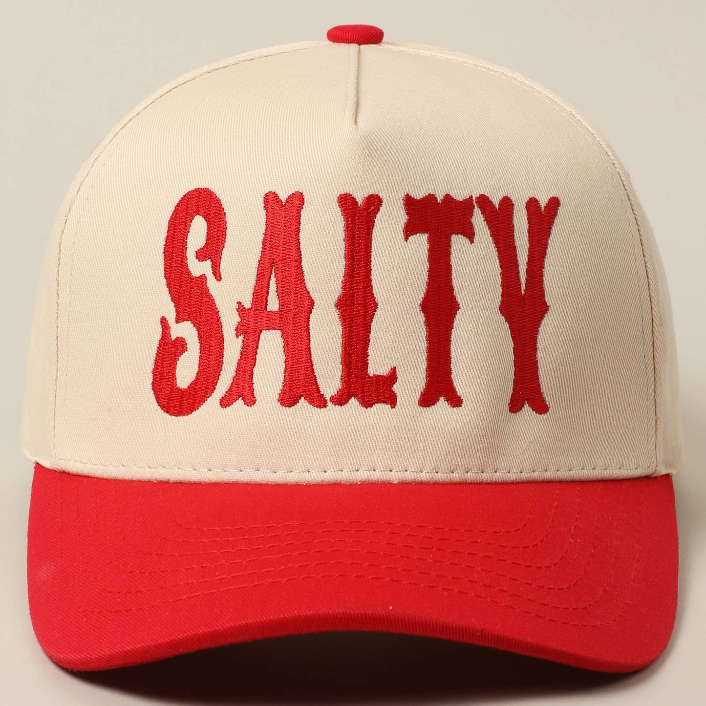 SALTY Lettering Embroidery Two-Tone Trucker Hat