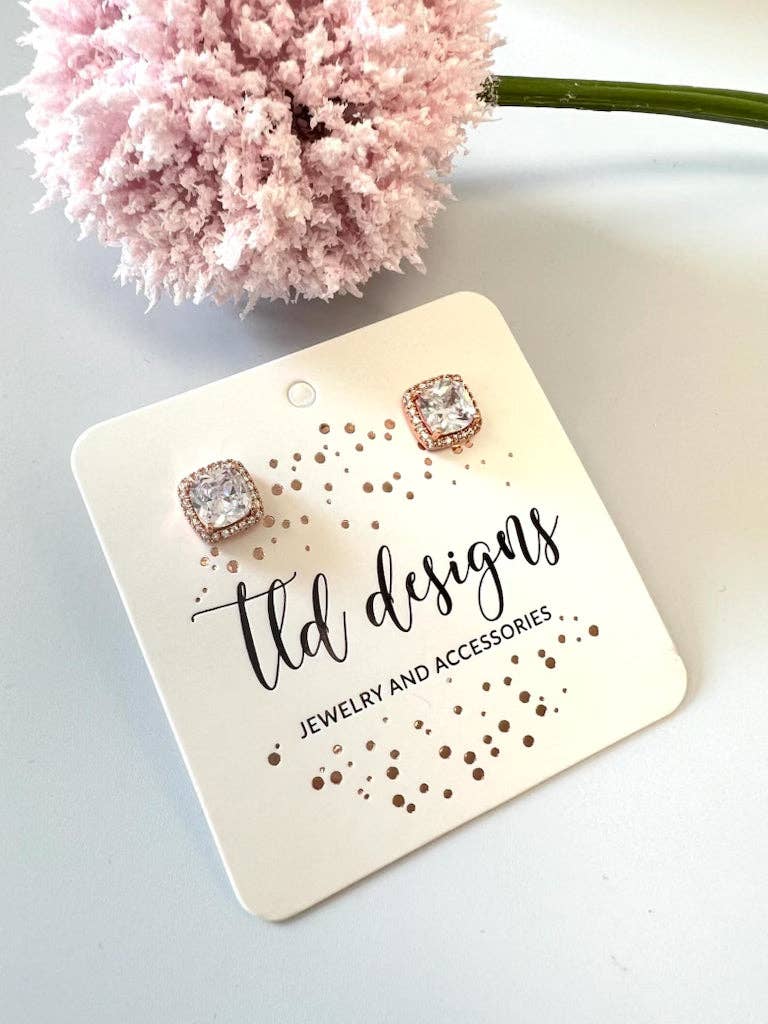 Rhinestoned Rose Gold Studs