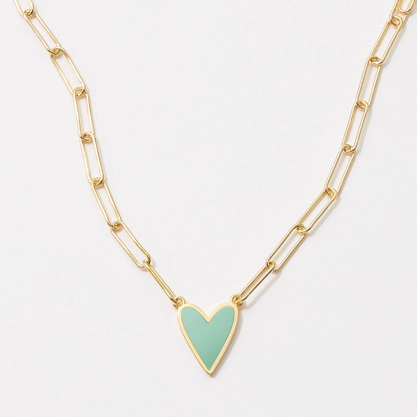 Paper Clip Heart Enamel Chain Necklace