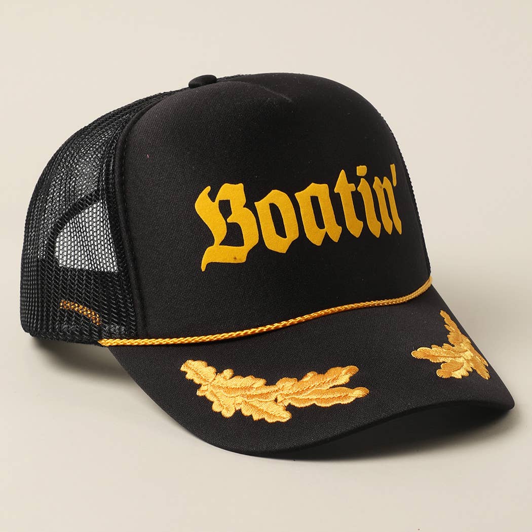 BOATIN Lettering Logo Foam Mesh Back Trucker Hat