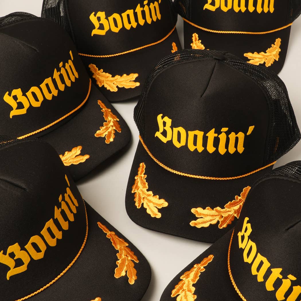 BOATIN Lettering Logo Foam Mesh Back Trucker Hat