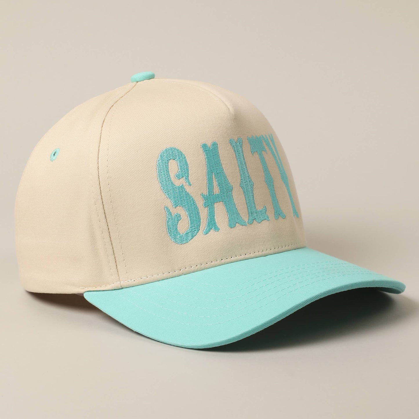 SALTY Lettering Embroidery Two-Tone Trucker Hat