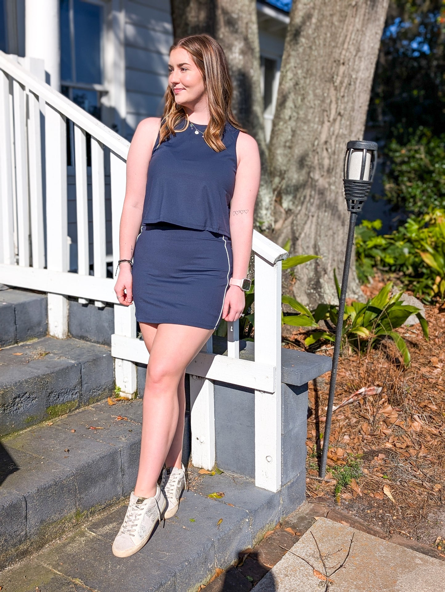 Navy On Point Athletic Skort