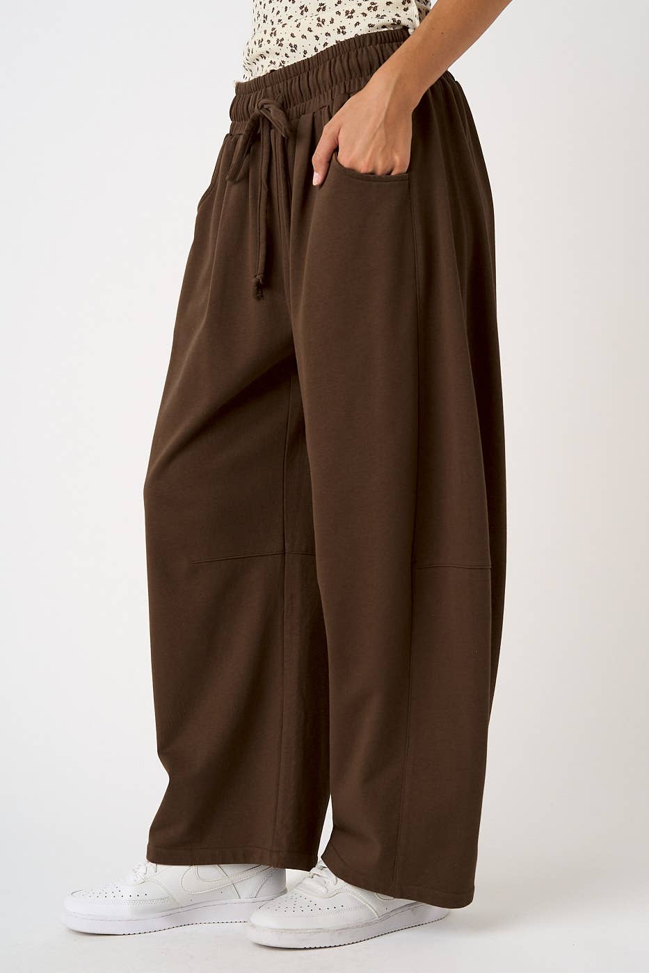 Cotton French Terry Barrel Pants