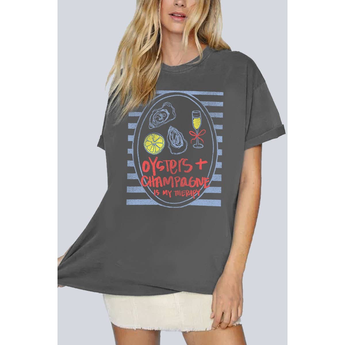 Oysters Champagne Washed Graphic Tee