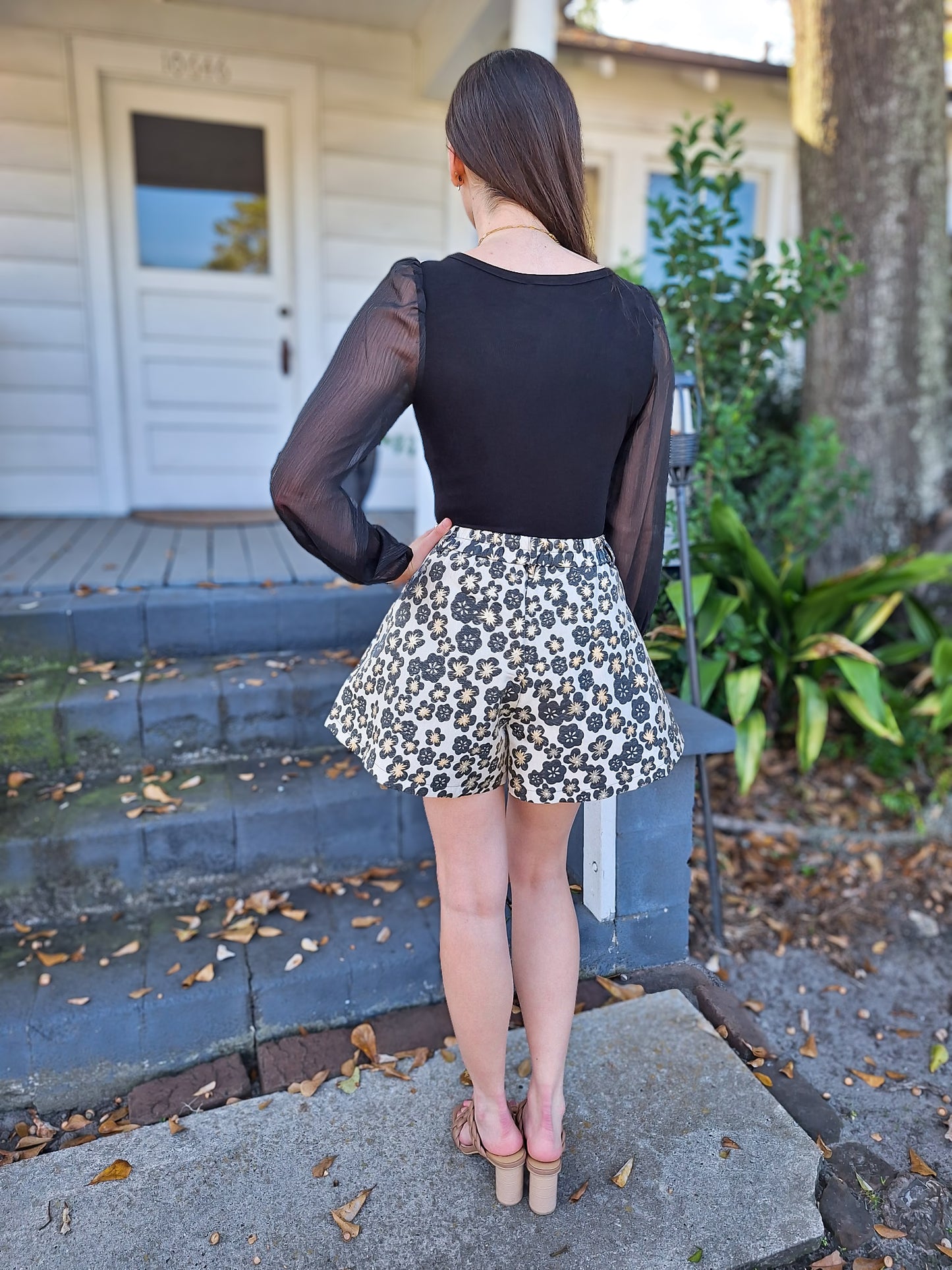 Black Jacquard Shorts