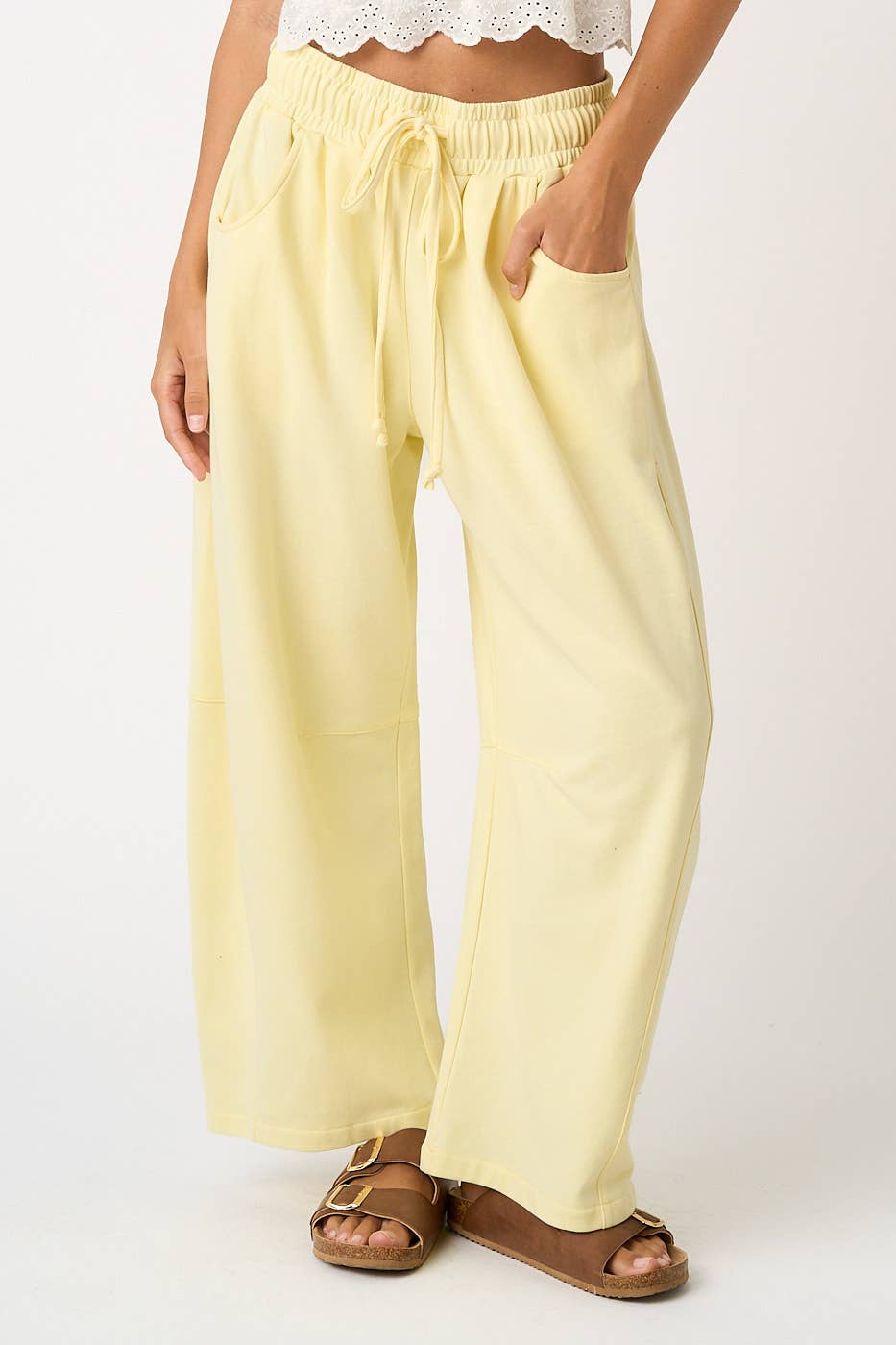 Cotton French Terry Barrel Pants