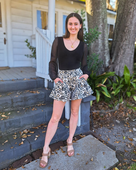 Black Jacquard Shorts
