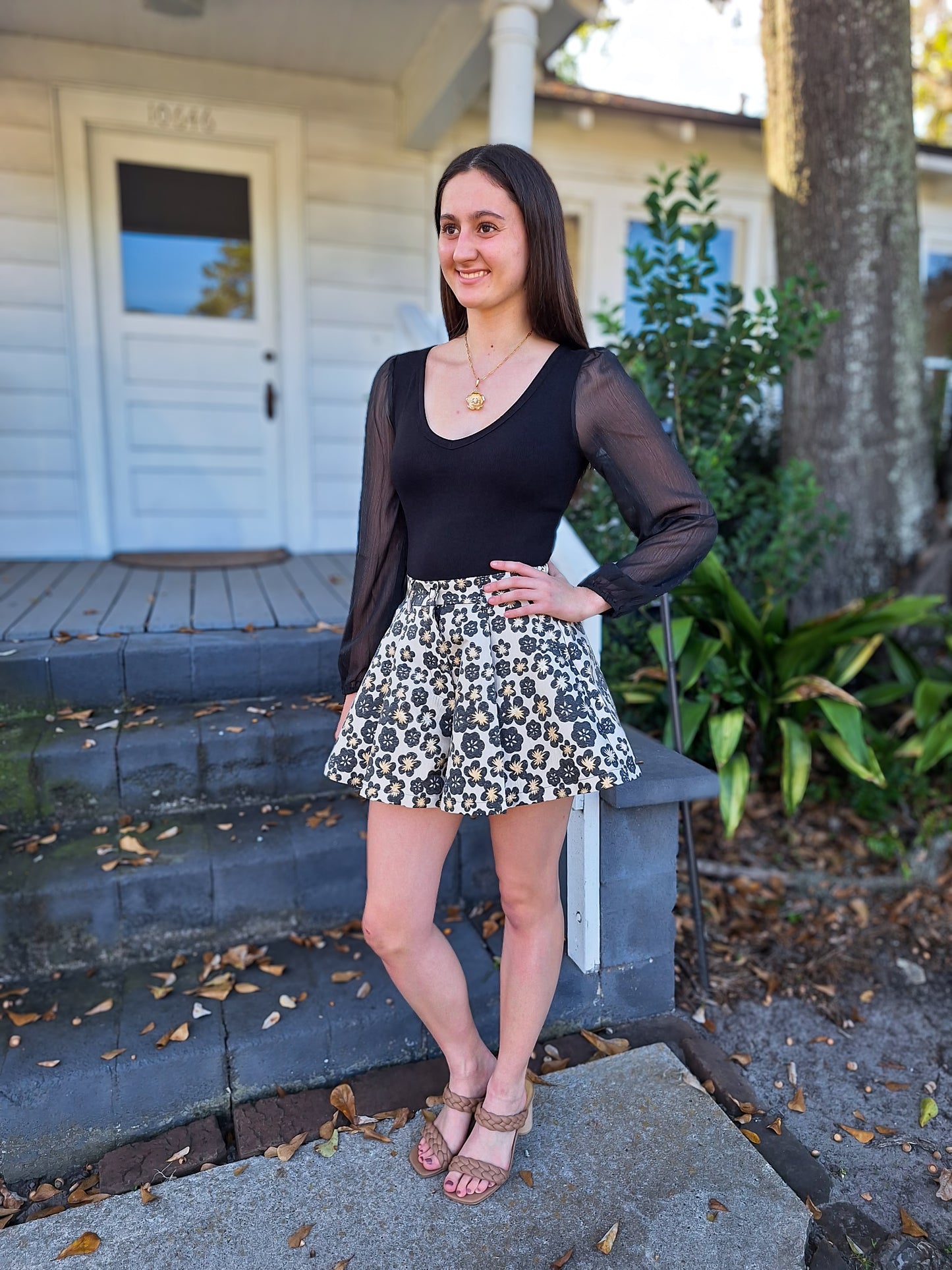 Black Jacquard Shorts