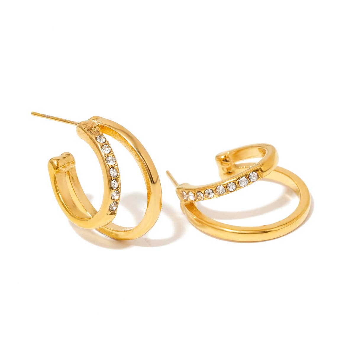 Crystal Double Hoop Earring - WATERPROOF