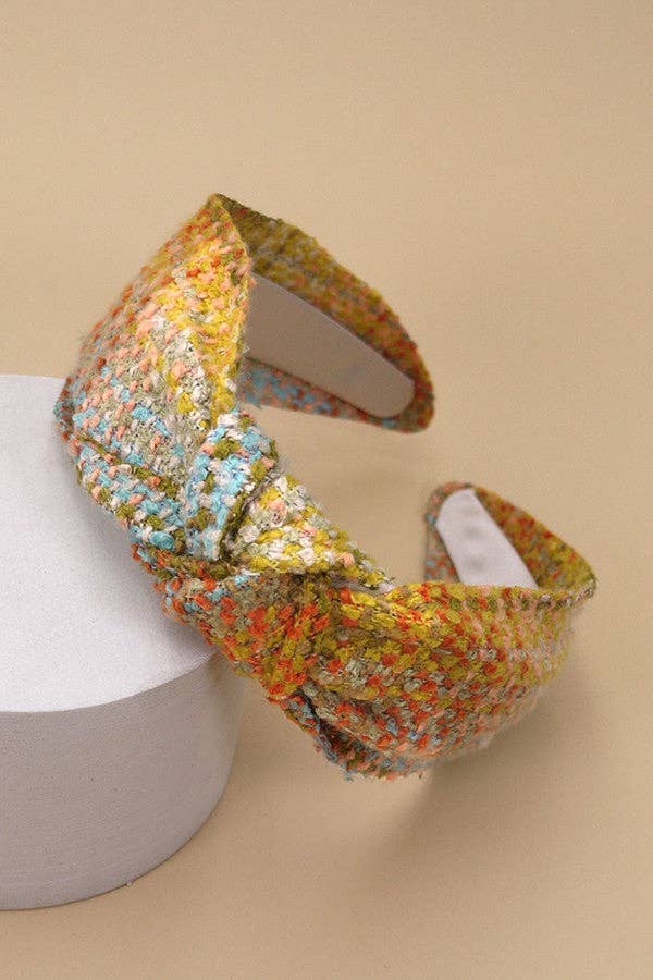 Tweed Wide Knotted Multi Color Head Band