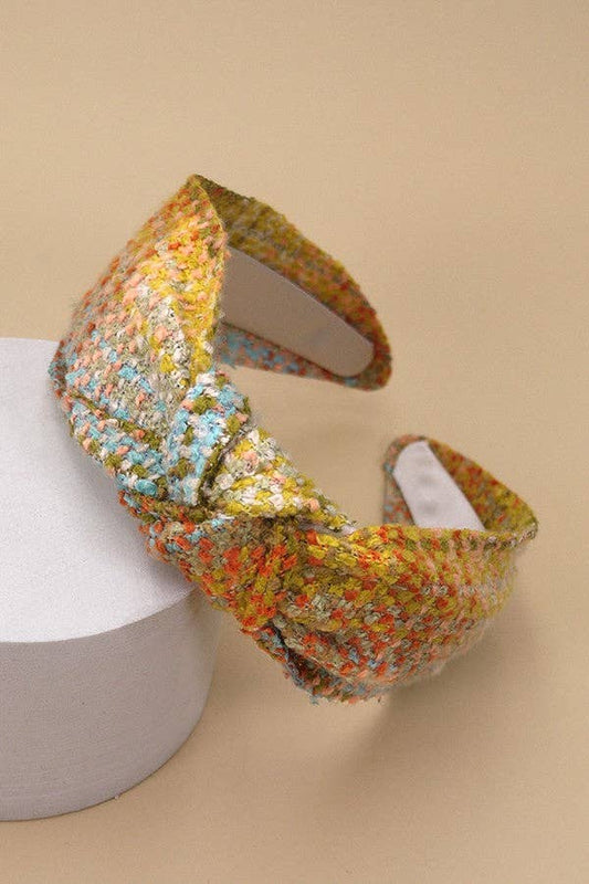 Tweed Wide Knotted Multi Color Head Band