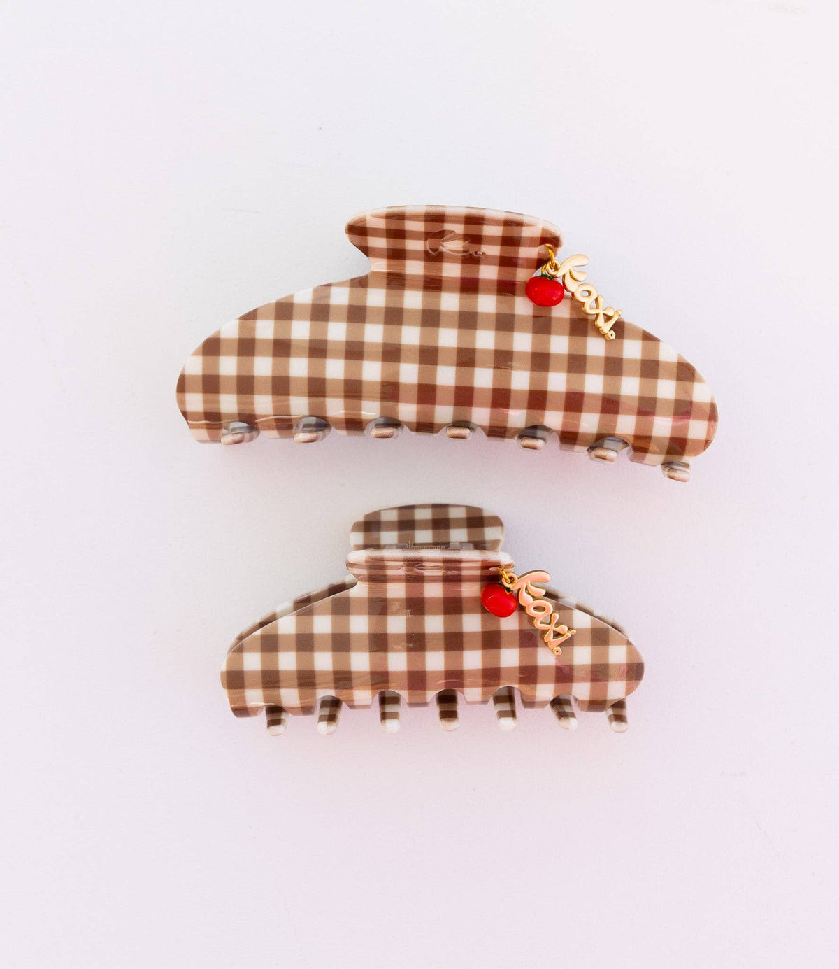 BROWN GINGHAM TOMATO CHARM CLAW - TWO SIZES