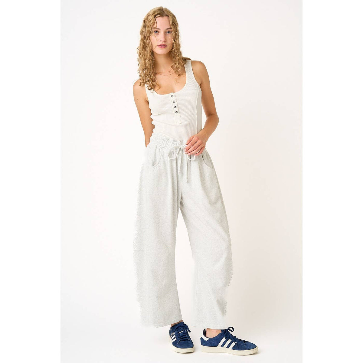 Cotton French Terry Barrel Pants