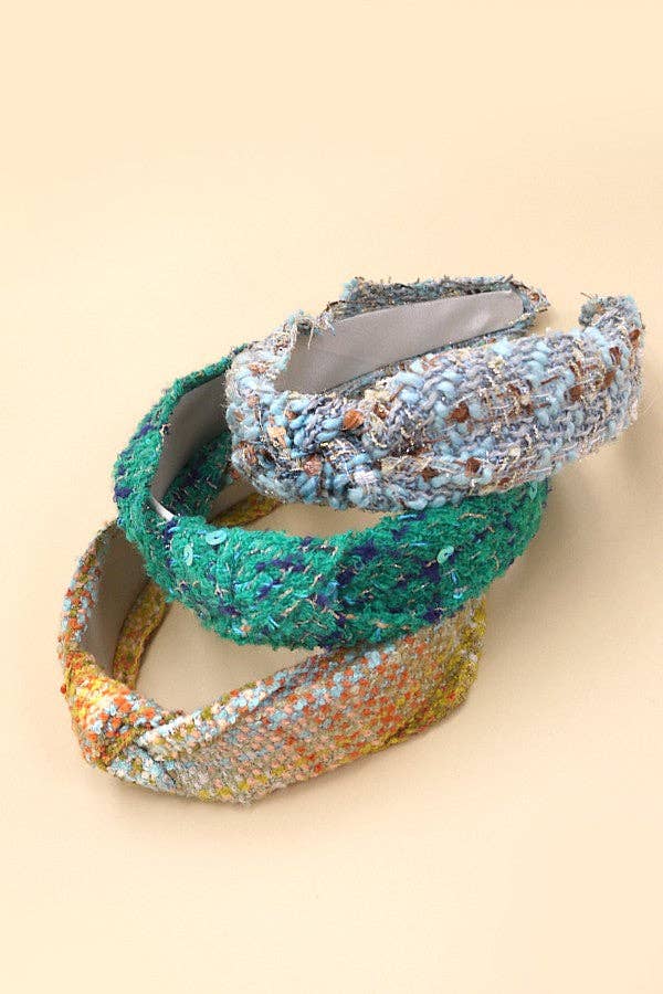 Tweed Wide Knotted Multi Color Head Band