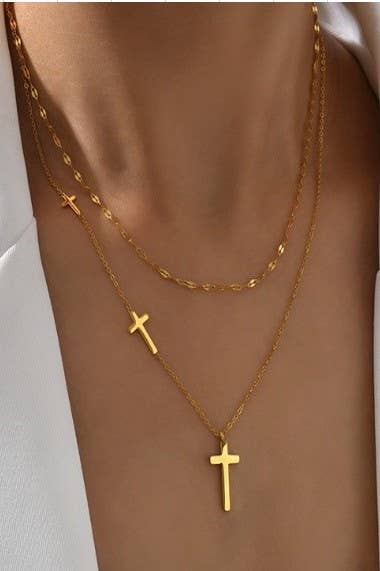 18K Stainless Steel Tarnish Free Cross Necklace