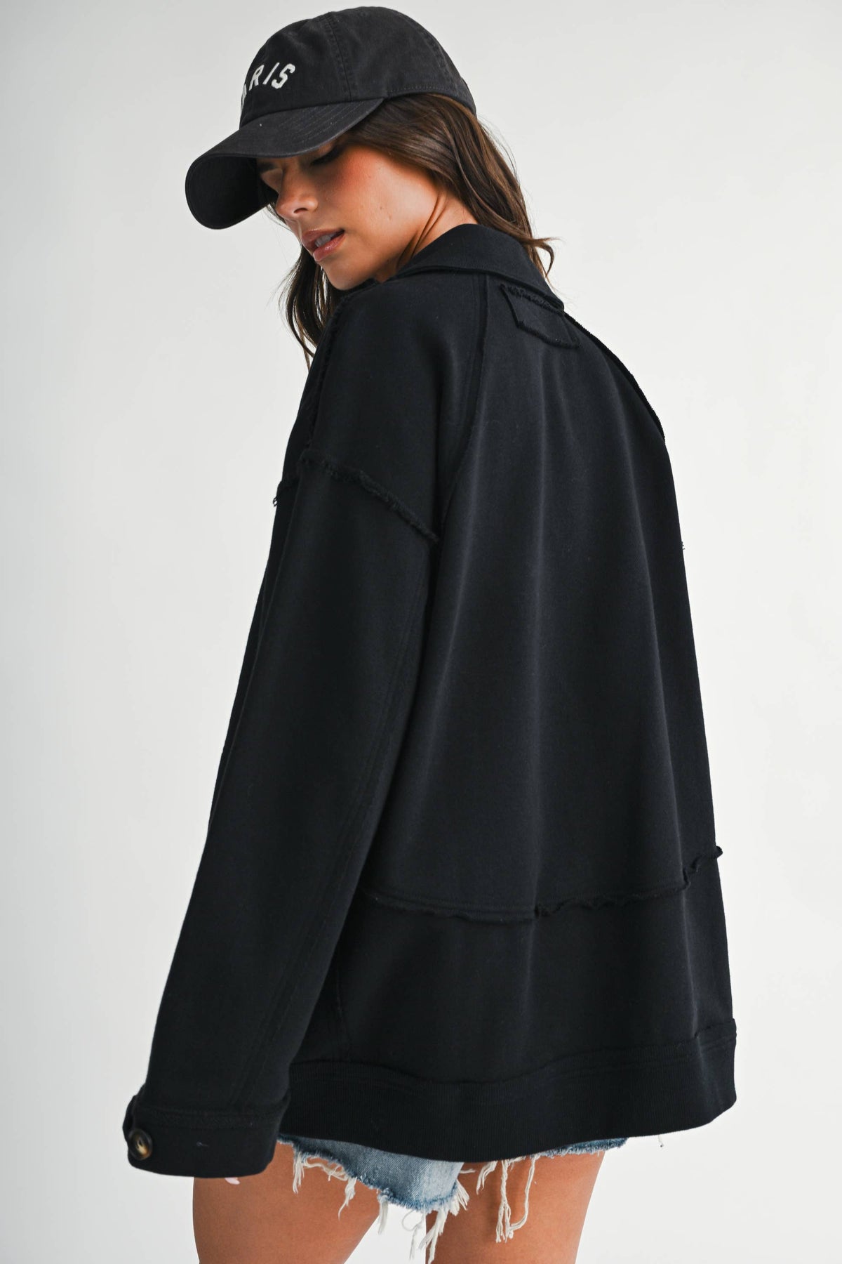 5198IK Oversized Raw Edge Knit Jacket