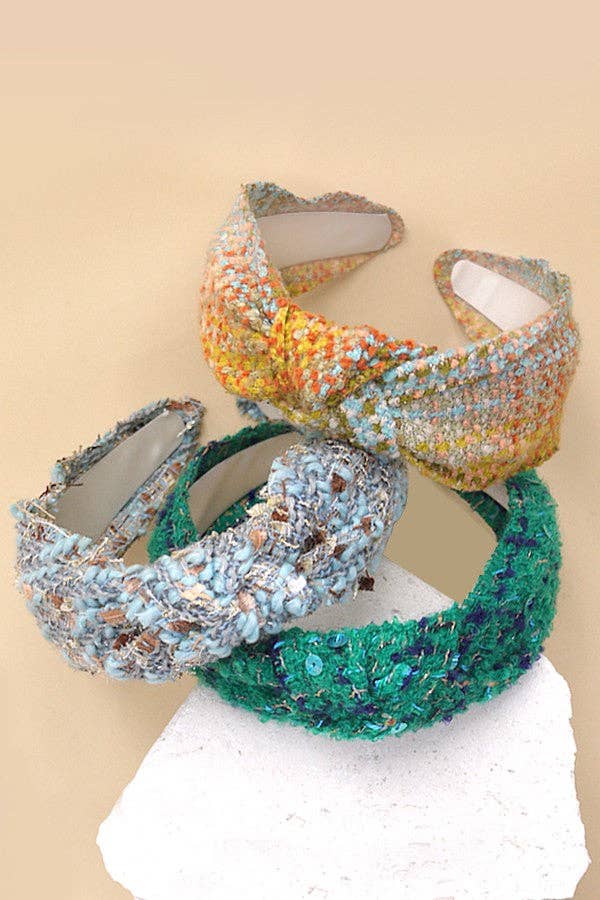 Tweed Wide Knotted Multi Color Head Band