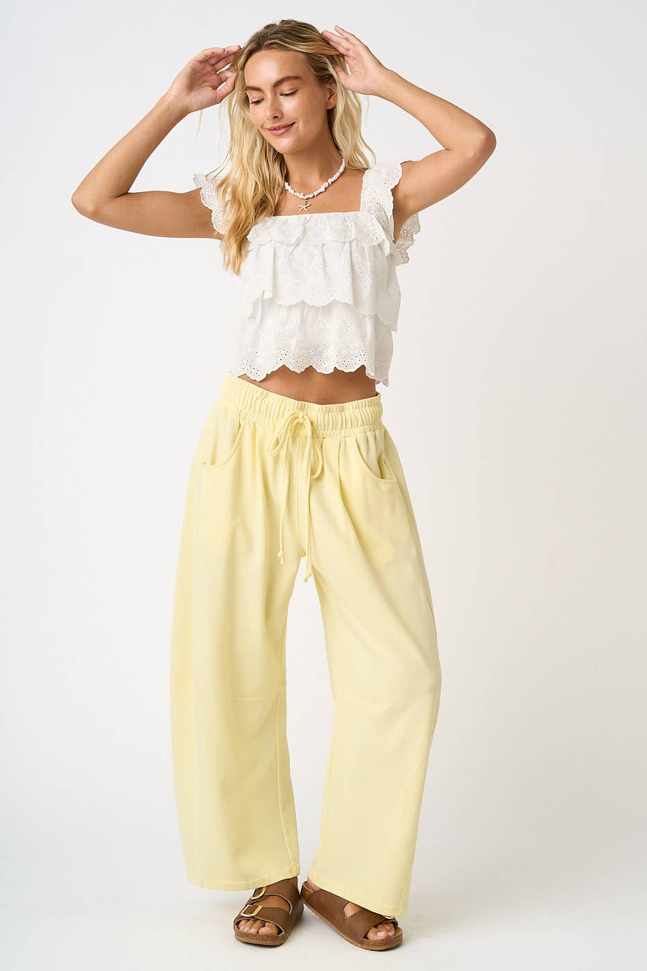 Cotton French Terry Barrel Pants
