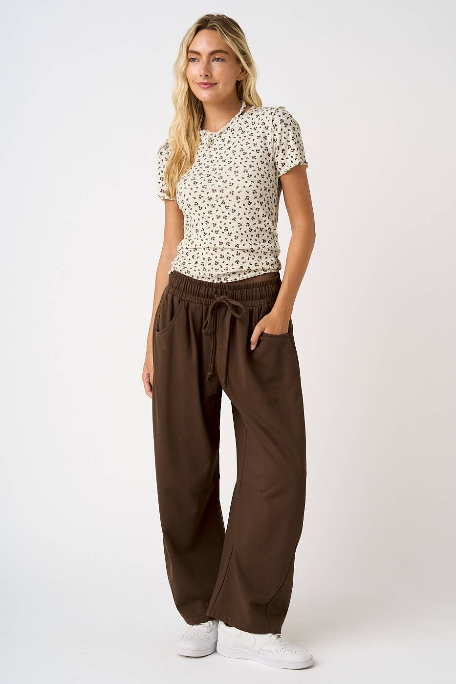 Cotton French Terry Barrel Pants
