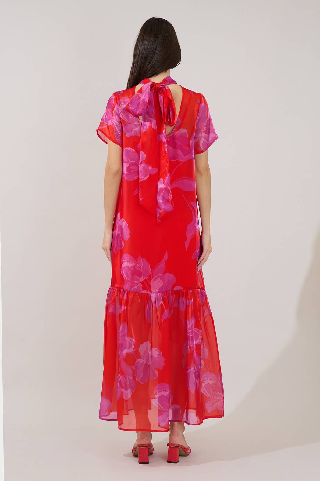 Dime Organza Mockneck Floral Maxi Dress