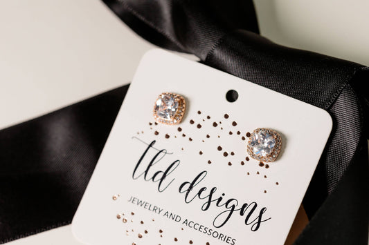 Rhinestoned Rose Gold Studs